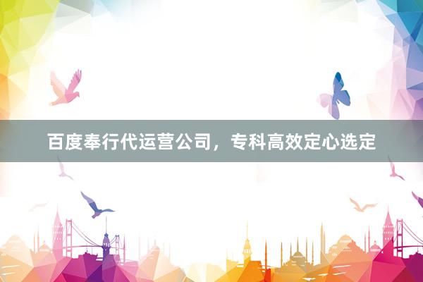 百度奉行代运营公司，专科高效定心选定